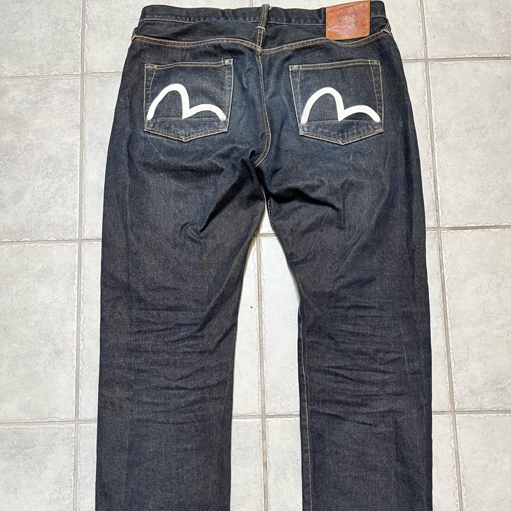 Evisu Mens Jeans with Gull Details on Pockets - Size 36 x 34